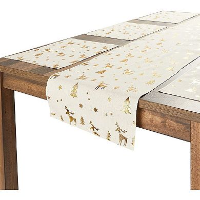 Set of 6 Christmas Placemats & Table Runner for Party Kitchen Holiday Décor, 72”