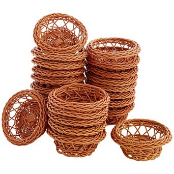 Mini Woven Baskets For Treats And Decor (brown, 3.1 X 1.2 in 24 Pack)