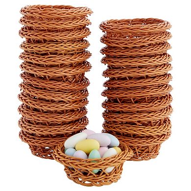 Mini Woven Baskets For Treats And Decor (brown, 3.1 X 1.2 Inches, 24 Pack)