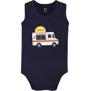 Hudson Baby Infant Boy Cotton Sleeveless Bodysuits 5pk, Taco Truck