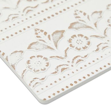 Set of 6 White Coasters for Drinks, Coffee Table, Floral Farmhouse Decor, 3.8 In