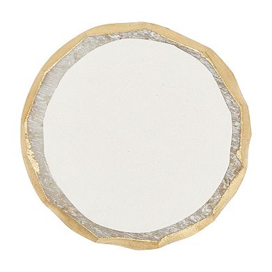 4 Pack Natural Selenite Crystal Coasters, Geode Slices with Gold Edge, 3.75 - 4"