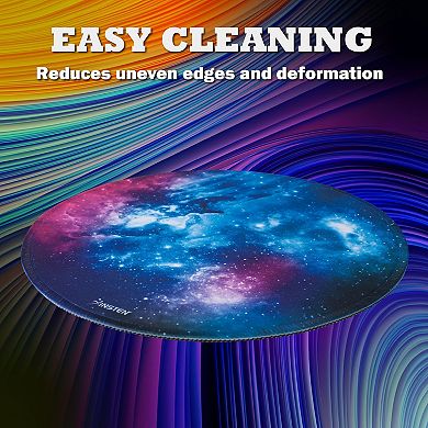 Round Galaxy Mouse Pad for Home Office Gaming Computer Desk, Smooth Non Slip Rubber Mat, Blue Purple Nebula