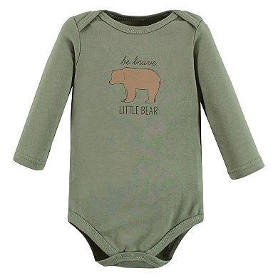 Hudson Baby Infant Boy Cotton Long-Sleeve Bodysuits, Forest Deer 3-Pack, 3-6 Months