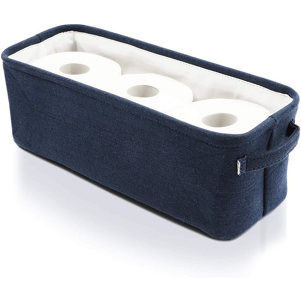 Juvale Dark Blue Fabric Storage Bin for Home and Bathroom (16 x 6 x 5.5 ...