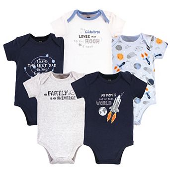 Hudson Baby Infant Boy Cotton Bodysuits, Family Is Universe, 12-18 Months