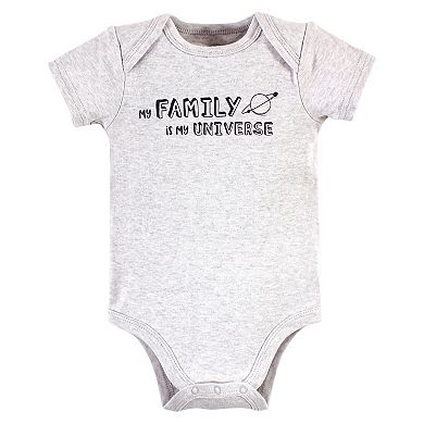 Hudson Baby Infant Boy Cotton Bodysuits, Family Is Universe, 12-18 Months