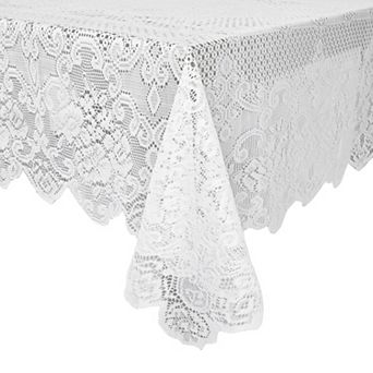 White Lace Tablecloth for Rectangular Tables, Vintage-Style, 54x72 in
