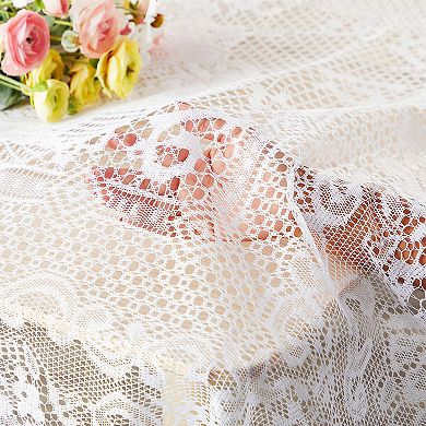 White Lace Tablecloth for Rectangular Tables, Vintage-Style Wedding Table Cloths for Reception, Dinner Party, Baby Shower, Tea Party Decorations, Home Decor (54x72 in)