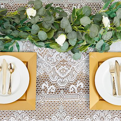 White Lace Tablecloth for Rectangular Tables, Vintage-Style Wedding Table Cloths for Reception, Dinner Party, Baby Shower, Tea Party Decorations, Home Decor (54x72 in)