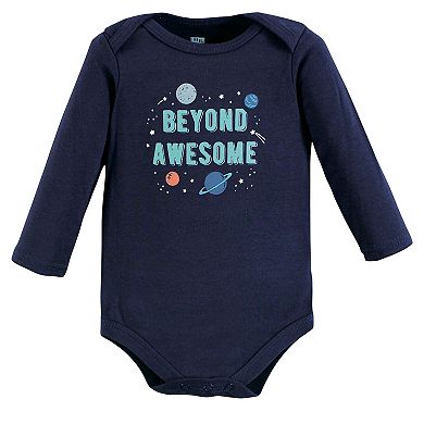 Hudson Baby Infant Boy Cotton Long-Sleeve Bodysuits, Space 5-Pack, 6-9 Months