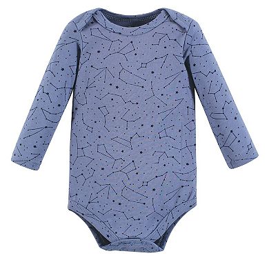 Hudson Baby Infant Boy Cotton Long-Sleeve Bodysuits, Space 5-Pack, 6-9 Months