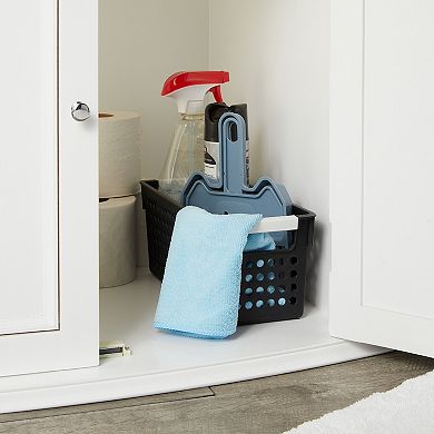 4-pack Black Plastic Baskets For Organizing Bathroom, Laundry Room, Washroom