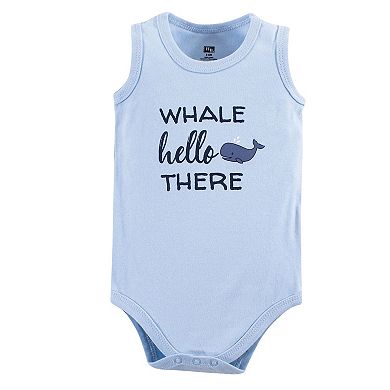 Hudson Baby Infant Boy Cotton Sleeveless Bodysuits 5pk, Sailor Whale