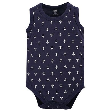 Hudson Baby Infant Boy Cotton Sleeveless Bodysuits 5pk, Sailor Whale