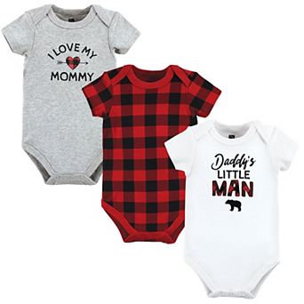 Hudson Baby Infant Boy Cotton Bodysuits, Buffalo Plaid Family, 0-3 Months