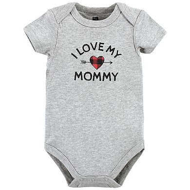 Hudson Baby Infant Boy Cotton Bodysuits, Buffalo Plaid Family, 0-3 Months