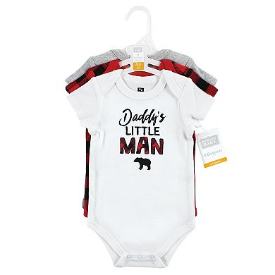 Hudson Baby Infant Boy Cotton Bodysuits, Buffalo Plaid Family, 0-3 Months