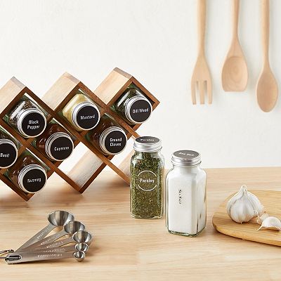 24 Glass Oz Spice Jars With Lids And Labels, Sift/pour, Course