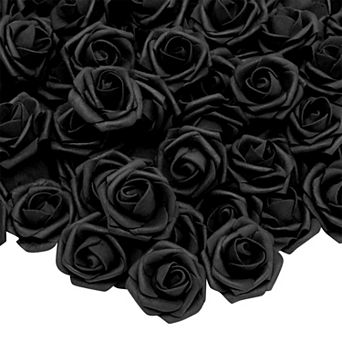 100-pack Black Artificial Flowers, Bulk Stemless Fake Foam Roses For Crafts, 3"
