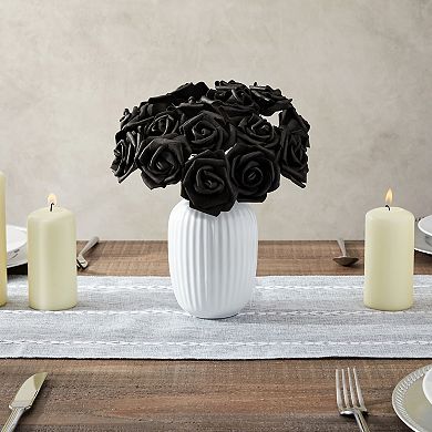 100-pack Black Artificial Flowers, Bulk Stemless Fake Foam Roses For Crafts, 3"