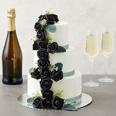 100-pack Black Artificial Flowers, Bulk Stemless Fake Foam Roses For Crafts, 3"