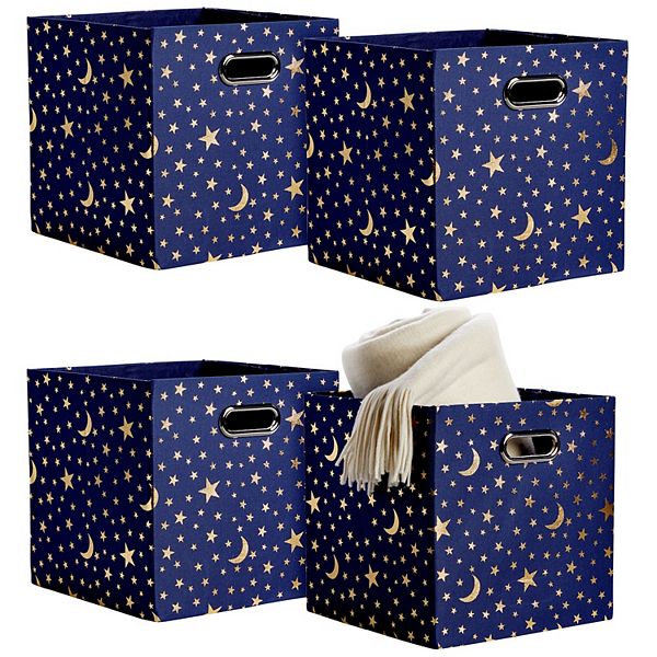 4 Pack Star Storage Cubes, Collapsible Foldable Fabric Organizer