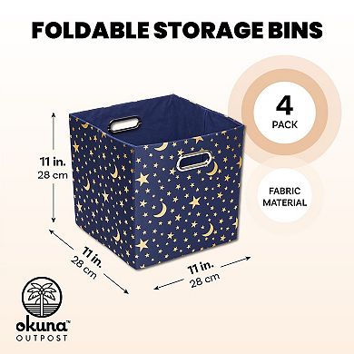 4 Pack Star Storage Cubes, Collapsible Foldable Fabric Organizer Baskets, 11 In
