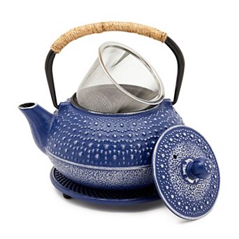 Cast Iron Teapot With Infuser, Japanese Tea Kettle (blue, 3 Pcs, 27 Oz, 800 Ml)