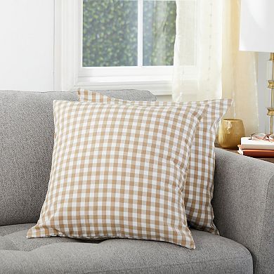Set of 2 Throw Pillow Covers Sofa Decor, Plaid Buffalo Cushion Case, 20x20 Inch