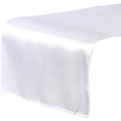 10 Pack White Satin Table Runners for Wedding, Baby Shower, Birthday Party (108 x 11.3 In)