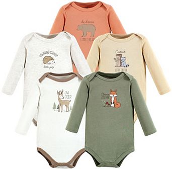 Hudson Baby Infant Boy Cotton Long-Sleeve Bodysuits, Forest Deer 5-Pack, 6-9 Months