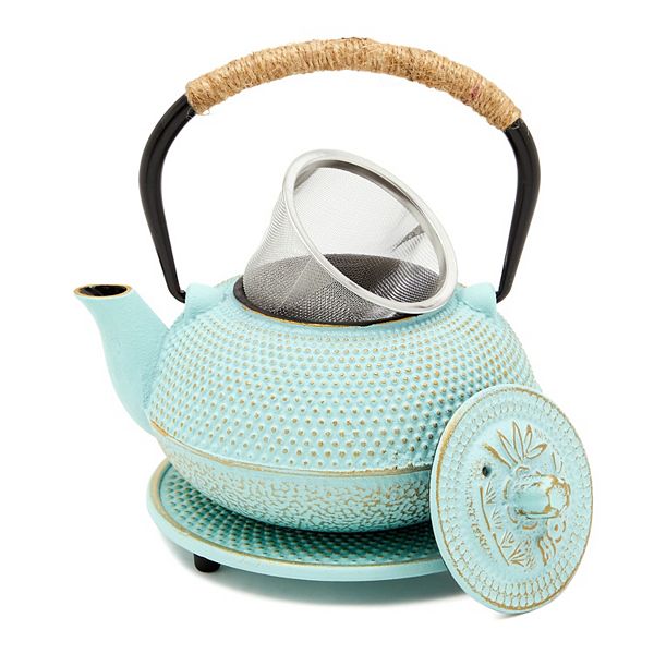 Cast Iron Teapot With Infuser, Japanese Tea Kettle (green, 3 Pcs, 18 Oz