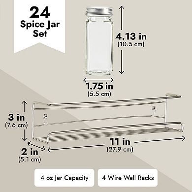 Talented Kitchen 4 Stainless Steel Spice Racks Wall Mount Organizer, 2 Styles