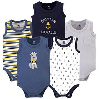 Hudson Baby Infant Boy Cotton Sleeveless Bodysuits 5 pk Sailor Dog