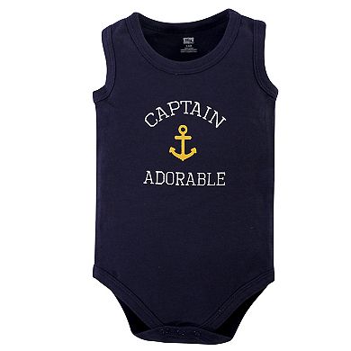 Hudson Baby Infant Boy Cotton Sleeveless Bodysuits 5pk, Sailor Dog
