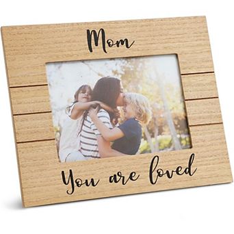 Mother's Day Wooden Rustic Picture Frame for 5x7 Inch Photos, Brown, 10 x7.5 In
