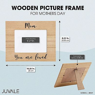Mother's Day Wooden Rustic Picture Frame for 5x7 Inch Photos, Brown, 10 x7.5 In