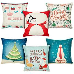 Red Plaid Christmas Throw Pillow Covers (18x18 In, 6 Pack)