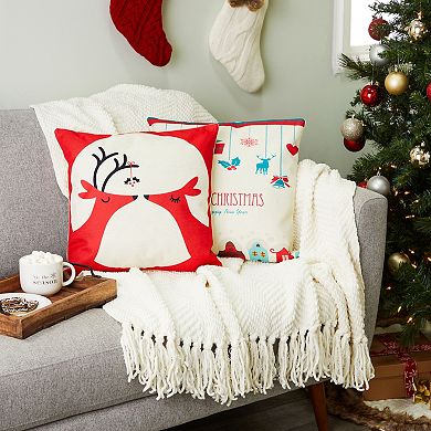 18x18 Holiday Throw Pillow Covers, Merry Christmas, Seasons Tidings, Happy New Year (6 Pack)