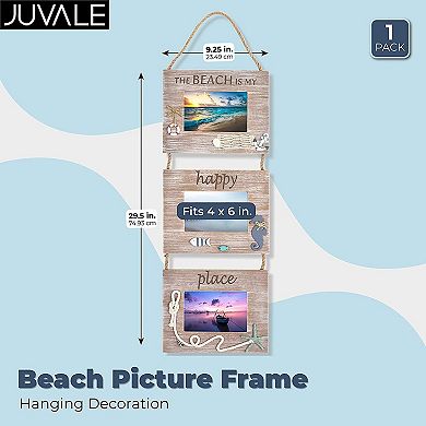 Juvale Beach Picture Frame Hanging Decoration for 3 4x6 Photos (9.25 x 29.5 x 0.25 in)