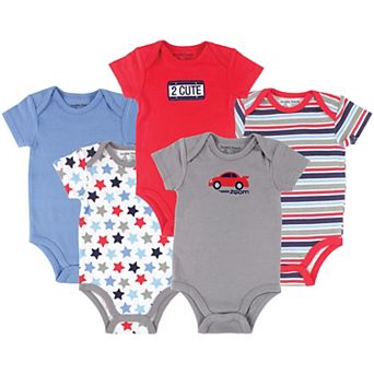 Luvable Friends Baby Boy Cotton Bodysuits 5 pk Car