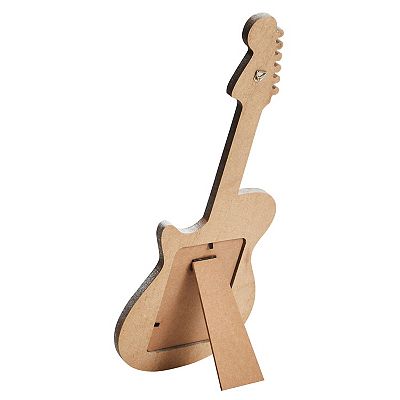 Wooden Guitar Picture Holder Frame For 3x5" Photos, Room Wall Decor 15.8x7x0.6”