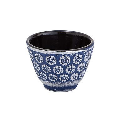 6 Pcs Set 34 Oz Japanese Blue Cast Iron Teapot With Infuser, 4 Teacups, Trivet