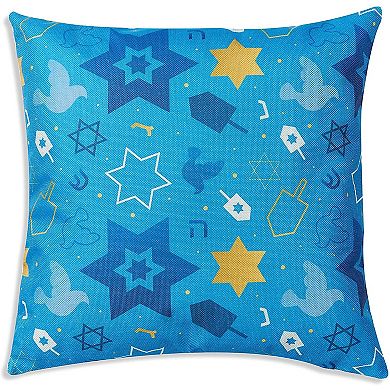 Juvale Hanukkah Throw Pillow Covers, Blue Cushion Cover Set (18 x 18 Inches, 6 Pack)