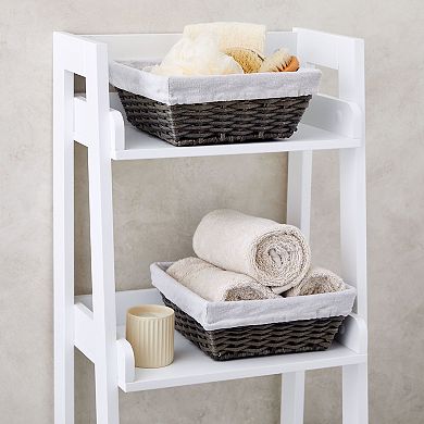 Farmlyn Creek Square Wicker Storage Baskets with Liners (9 x 9 x 3.5 Inches, 3 Pack)