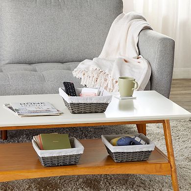 3-Pack 9 inch Square Wicker Storage Baskets with Liners for Organizing