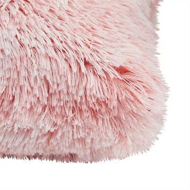 2x Throw Pillows Covers Fluffy Faux Fur Blush Pink For Fuzzy Home Decor 18x18 In