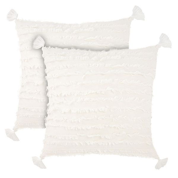 Decorative Striped White Throw Pillow Covers for Bedroom, Couch, Patio