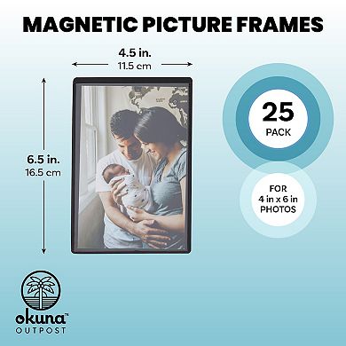 Clear Magnetic Picture Frames for Refrigerator, Locker Magnets for 4x6 Photos (25 Pack)